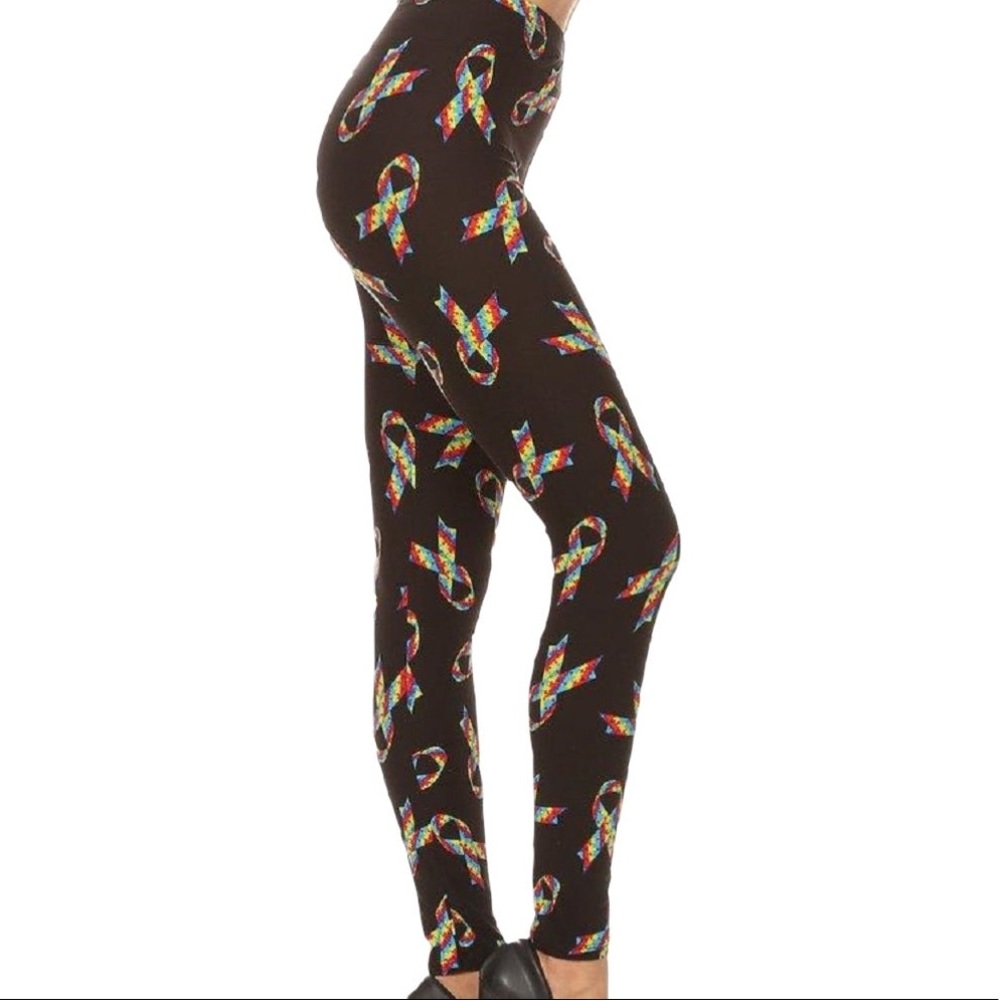 Autism Ribbon Ultra Soft Leggings One size 2-12 or Plus 12-18